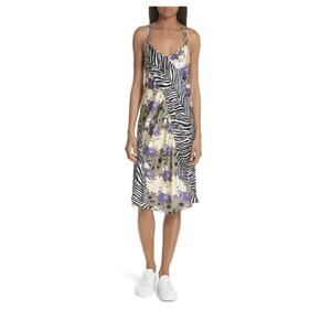 Opening Ceremony Silk Floral Zebra Print Sleeveless Dress Size 8 M Midi